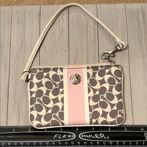 Coach Signature Pink and Cream Wristlet